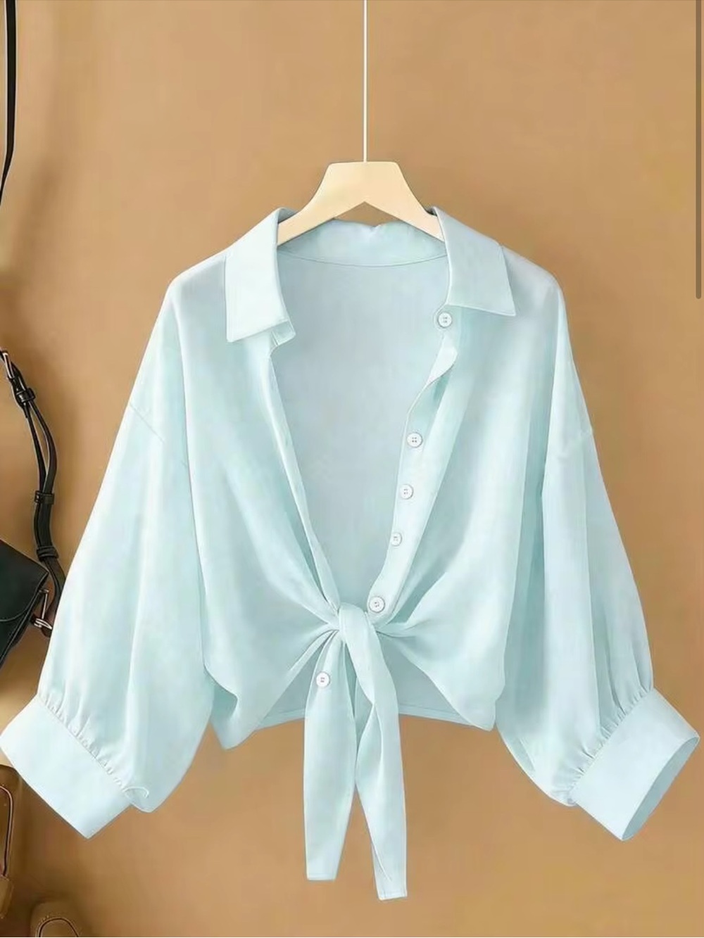 SHEIN Baby Blue Sheer Chiffon Batwing Blouse Size M